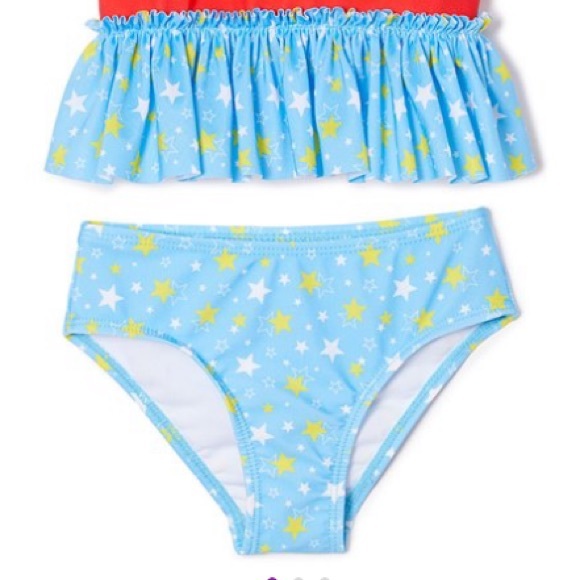 Wonder Woman Blue & Red Tankini Swimsuit Set 2T - Picture 4 of 5